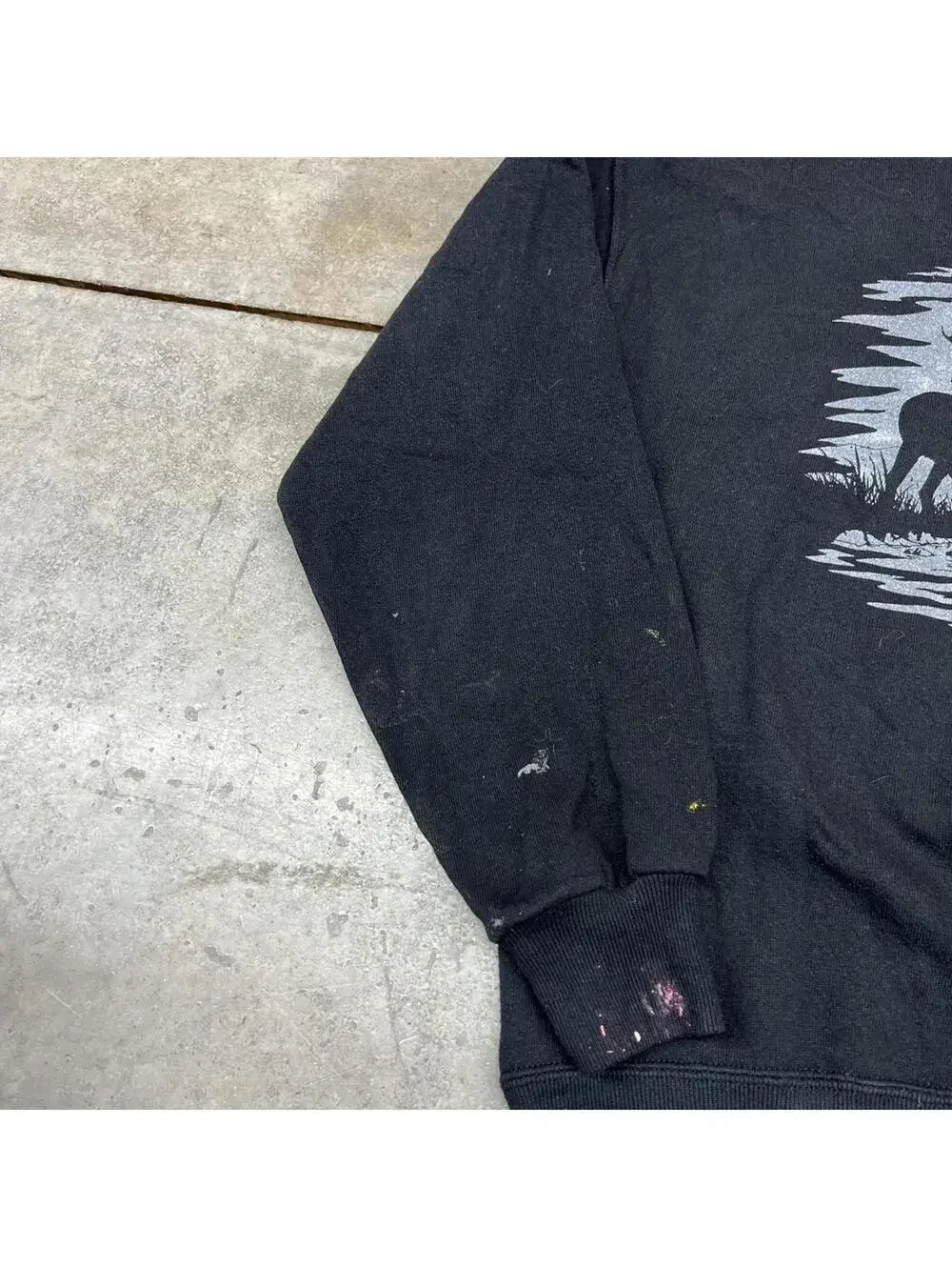 vintage deer nature animal made in usa black crewneck size large